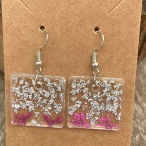 Resin natural flower earrings